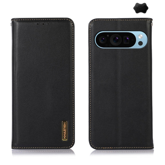 For Google Pixel 10 / 9 KHAZNEH Nappa Top Layer Cowhide Leather Phone Case(Black)