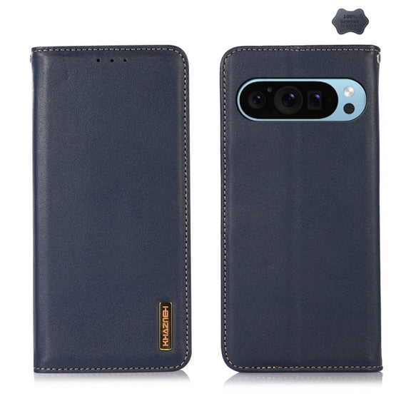 For Google Pixel 9 KHAZNEH Nappa Top Layer Cowhide Leather Phone Case(Blue)