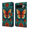 For Google Pixel 9 Crystal Painted Leather Phone case(Flower Butterfly) - Google Cases by PMC TechLife | Online Shopping South Africa | PMC TechLife | Buy Now Pay Later Mobicred