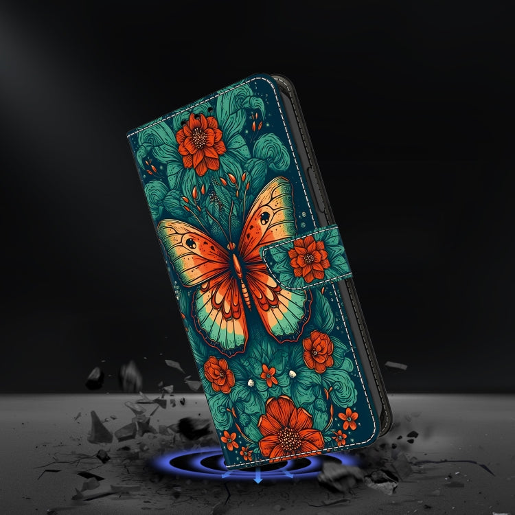 For Google Pixel 9 Crystal Painted Leather Phone case(Flower Butterfly)