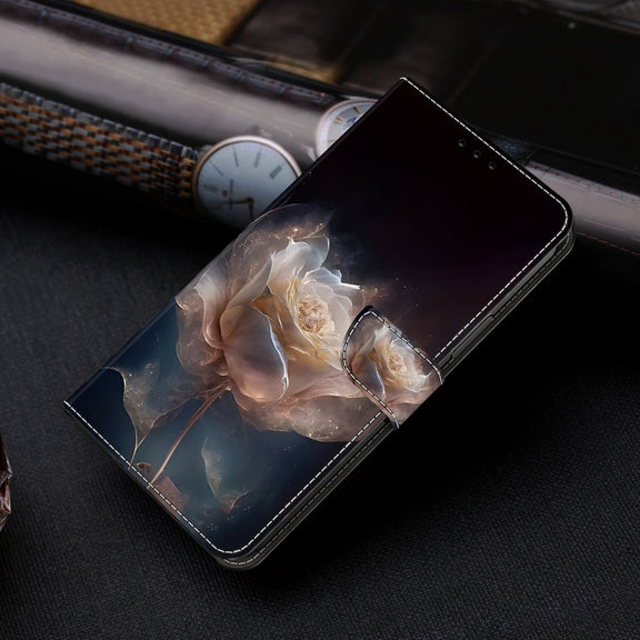 For Google Pixel 9 Crystal Painted Leather Phone case(Peony)