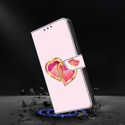 For Google Pixel 9 Pro Crystal Painted Leather Phone case(Love Peach)