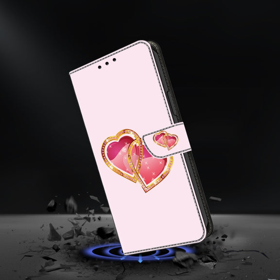 For Google Pixel 9 Pro Crystal Painted Leather Phone case(Love Peach)