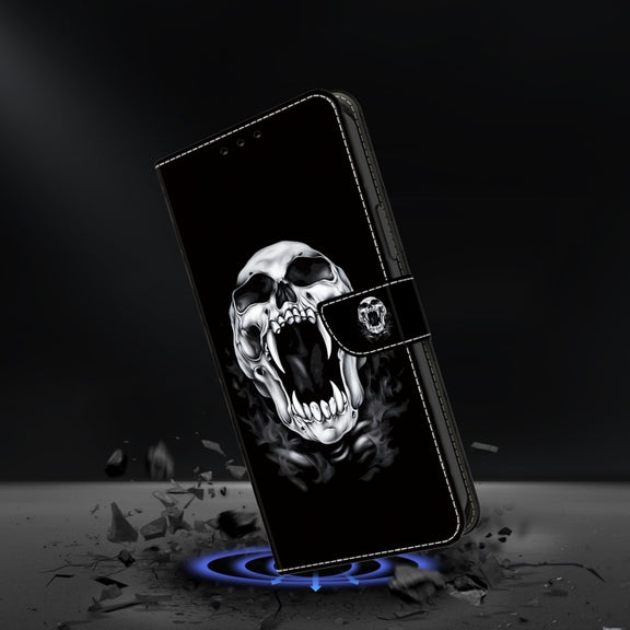 For Google Pixel 9 Pro Crystal Painted Leather Phone case(Skull)