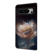 For Google Pixel 9 Pro Crystal Painted Leather Phone case(Peony)