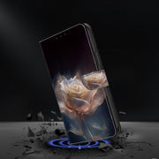 For Google Pixel 9 Pro Crystal Painted Leather Phone case(Peony)