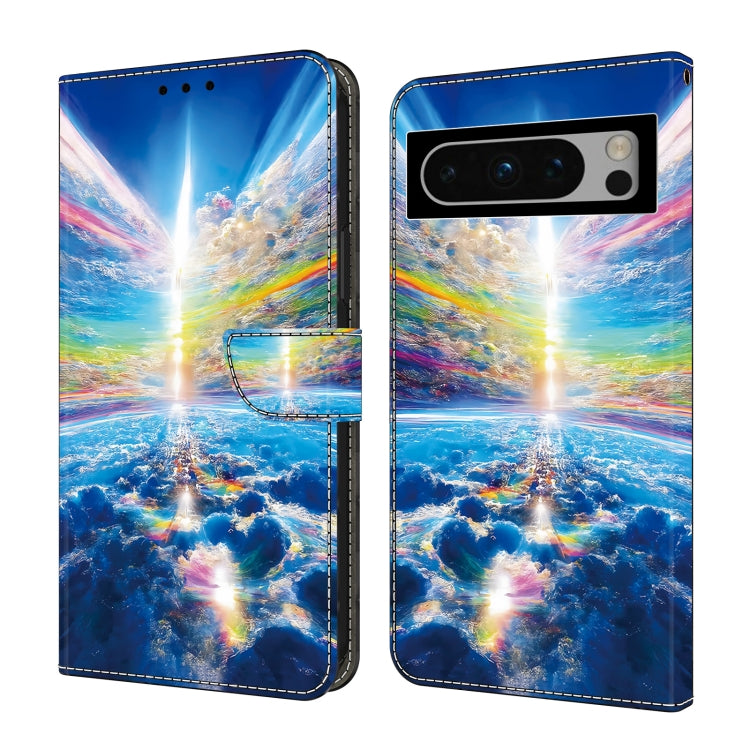 For Google Pixel 9 Pro Crystal Painted Leather Phone case(Colorful Sky)