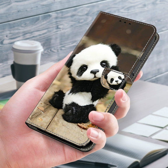 For Google Pixel 9 Pro Crystal Painted Leather Phone case(Panda)