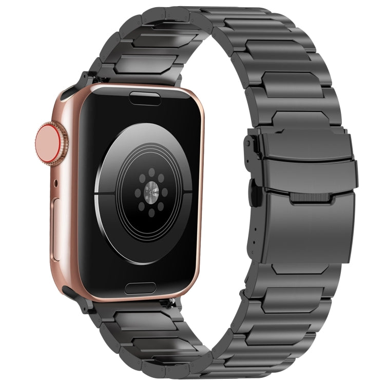 For Apple Watch Series 8 45mm I-Shaped Titanium Metal Watch Band(Black)