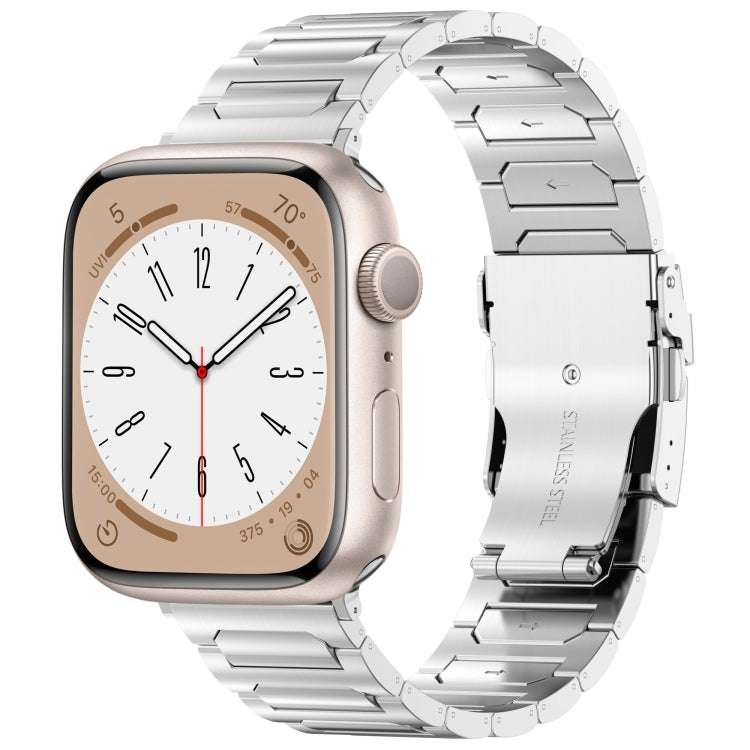 For Apple Watch SE 40mm I-Shaped Titanium Metal Watch Band(Mirror Silver)
