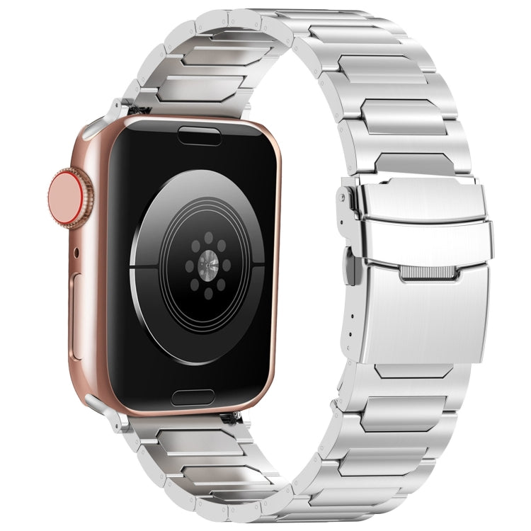 For Apple Watch Series 3 38mm I-Shaped Titanium Metal Watch Band(Mirror Silver)
