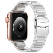 For Apple Watch Series 3 42mm I-Shaped Titanium Metal Watch Band(Mirror Silver)