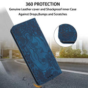 For iPhone 16 Pro Max Retro Elephant Embossed Leather Phone Case(Blue)