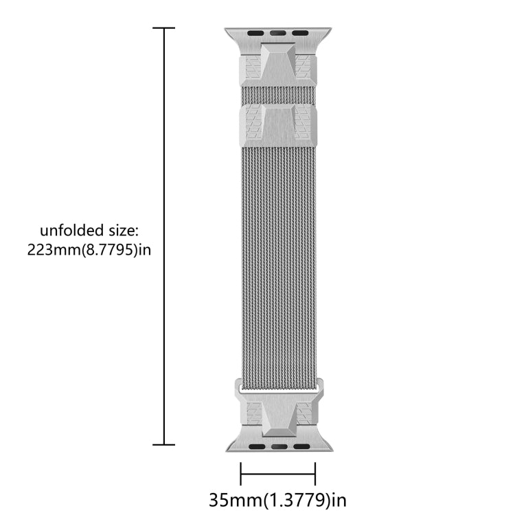 For Apple Watch SE 44mm Mecha Style Milanese Metal Watch Band(Titanium Silver)