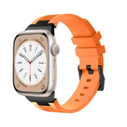 For Apple Watch Series 9 45mm Loners Liquid Silicone Watch Band(Black Orange)