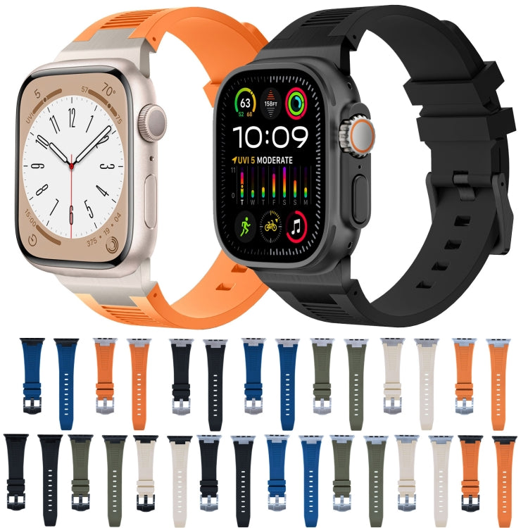For Apple Watch Series 6 44mm Loners Liquid Silicone Watch Band(Titanium Starlight)