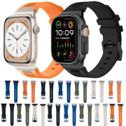 For Apple Watch Series 6 44mm Loners Liquid Silicone Watch Band(Silver Green)
