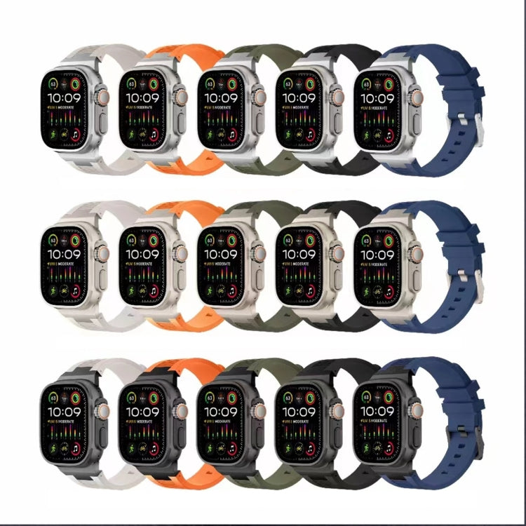 For Apple Watch Series 5 44mm Loners Liquid Silicone Watch Band(Titanium Green)
