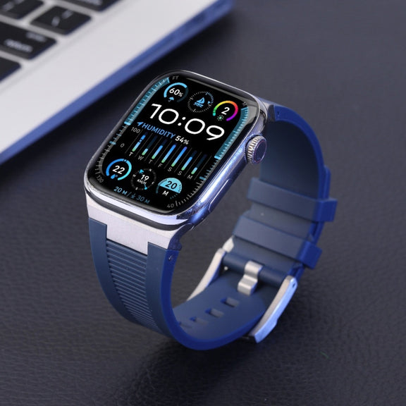 For Apple Watch Series 9 45mm Loners Liquid Silicone Watch Band(Black Orange)