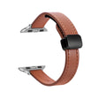 For Apple Watch Series 7 41mm Slim Magnetic Buckle Genuine Leather Watch Band(Plain Brown) - Watch Bands by PMC TechLife | Online Shopping South Africa | PMC TechLife