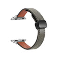 For Apple Watch 38mm Slim Magnetic Buckle Genuine Leather Watch Band(Plain Avocado Green) - Watch Bands by PMC TechLife | Online Shopping South Africa | PMC TechLife