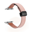 For Apple Watch 38mm Slim Magnetic Buckle Genuine Leather Watch Band(Plain Pink) - Watch Bands by PMC TechLife | Online Shopping South Africa | PMC TechLife