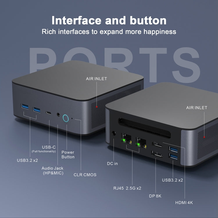 GXMO H90 Windows 11 Intel Core i7 11390H Processor Mini Computer, Specification:Without RAM & SSD