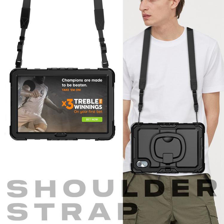 For Lenovo Xiaoxin Pad 2024 / 2025 Handle Silicone Hydric PC Tablet Case with Shoulder Strap(Black)