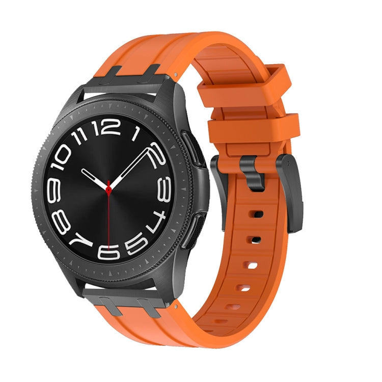 20mm Flat Head Silicone Watch Band(Black Orange)