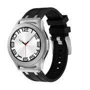 20mm Flat Head Silicone Watch Band(Silver Black)