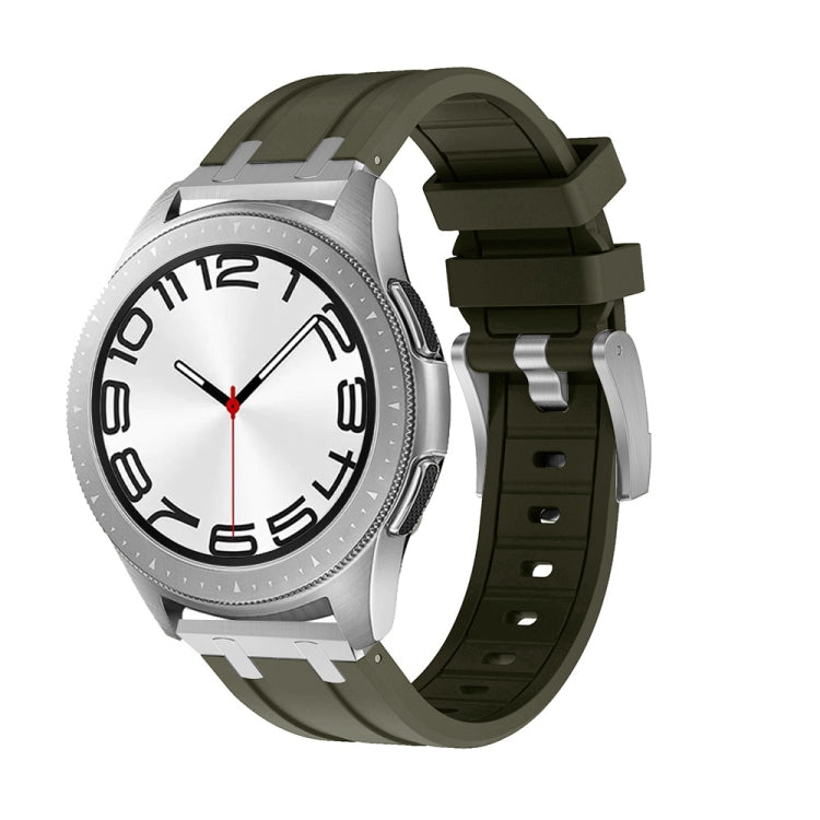 20mm Flat Head Silicone Watch Band(Silver Green)