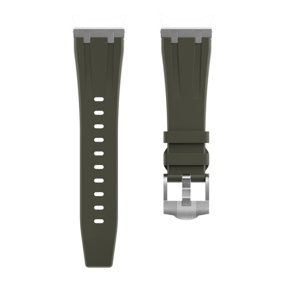 20mm Flat Head Silicone Watch Band(Silver Green)