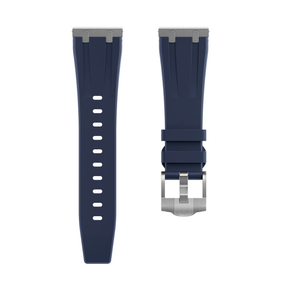 22mm Flat Head Silicone Watch Band(Silver Blue)