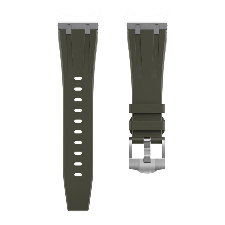 22mm Flat Head Silicone Watch Band(Silver Green)