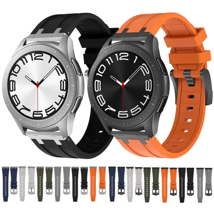 22mm Flat Head Silicone Watch Band(Black Blue)