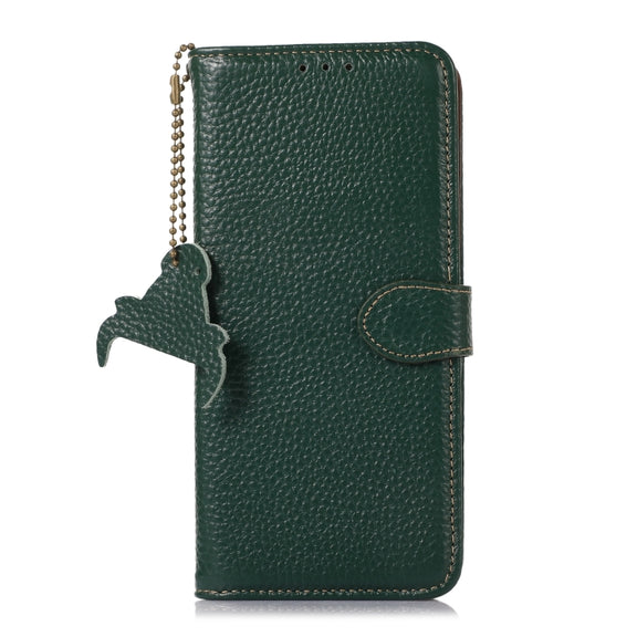 For OnePlus 13 Genuine Leather Litchi Texture RFID Leather Phone Case(Green)