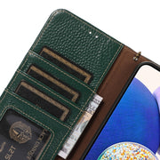 For OnePlus 13 Genuine Leather Litchi Texture RFID Leather Phone Case(Green)