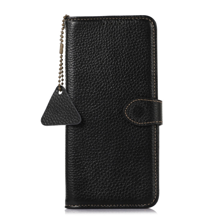 For OnePlus 13 Genuine Leather Litchi Texture RFID Leather Phone Case(Black)