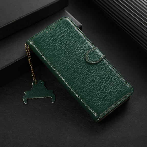 For Google Pixel 10 Pro / 9 Pro Genuine Leather Litchi Texture RFID Leather Phone Case(Green)