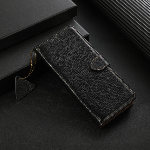 For Google Pixel 9 Pro Genuine Leather Litchi Texture RFID Leather Phone Case(Black)