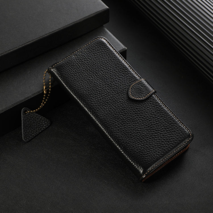 For Google Pixel 9 Pro Genuine Leather Litchi Texture RFID Leather Phone Case(Black)