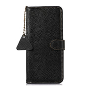 For Google Pixel 9 Pro Genuine Leather Litchi Texture RFID Leather Phone Case(Black)
