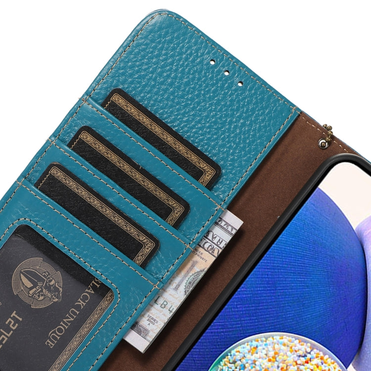 For Google Pixel 10 / 9 Genuine Leather Litchi Texture RFID Leather Phone Case(Blue)