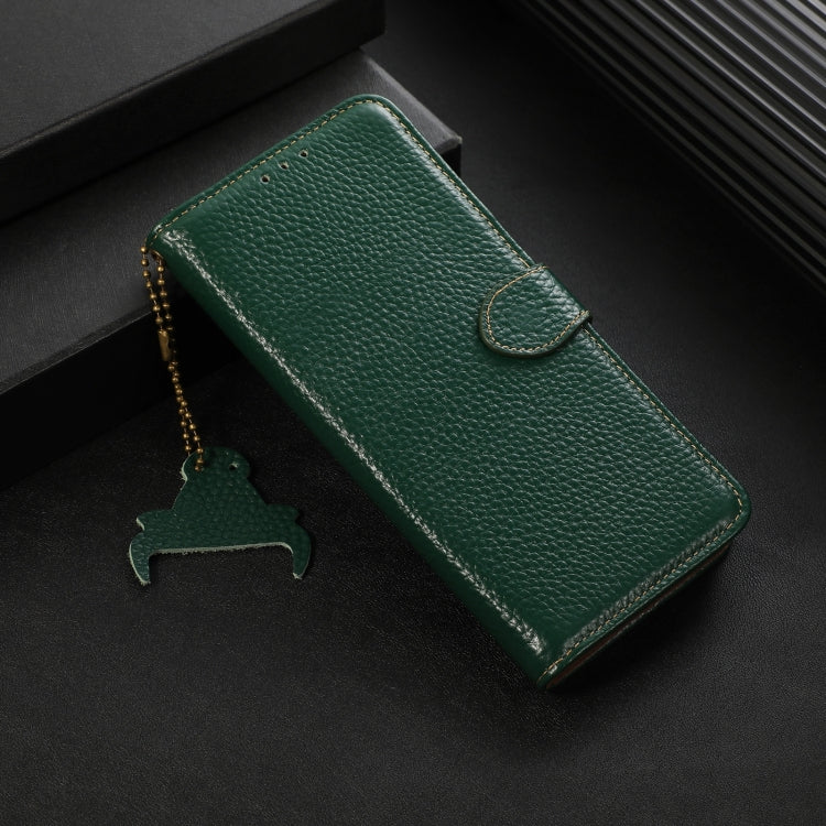 For Google Pixel 9a Genuine Leather Litchi Texture RFID Leather Phone Case(Green)