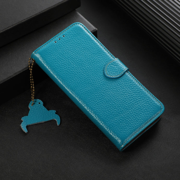 For Google Pixel 9a Genuine Leather Litchi Texture RFID Leather Phone Case(Blue)