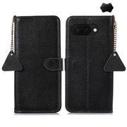For Google Pixel 9a Genuine Leather Litchi Texture RFID Leather Phone Case(Black)