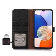 For Google Pixel 9a Genuine Leather Litchi Texture RFID Leather Phone Case(Black)