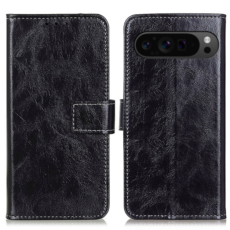 For Google Pixel 10 Pro / 9 Pro Retro Crazy Horse Texture Flip Leather Phone Case(Black)