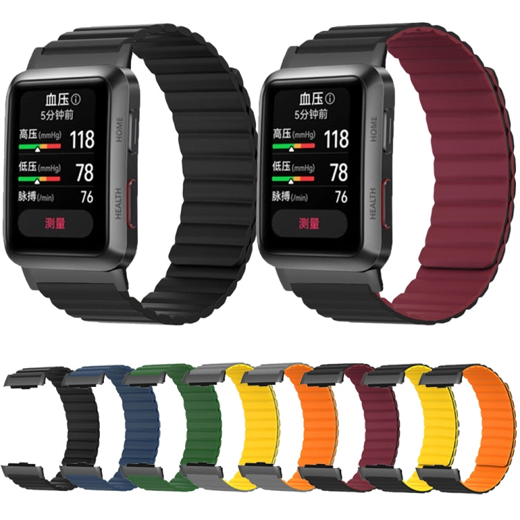 For Huawei Watch D Magnetic Silicone Watch Band(Grey Orange)