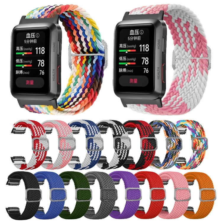 For Huawei Watch D Adjustable Woven Nylon Watch Band(Black White)